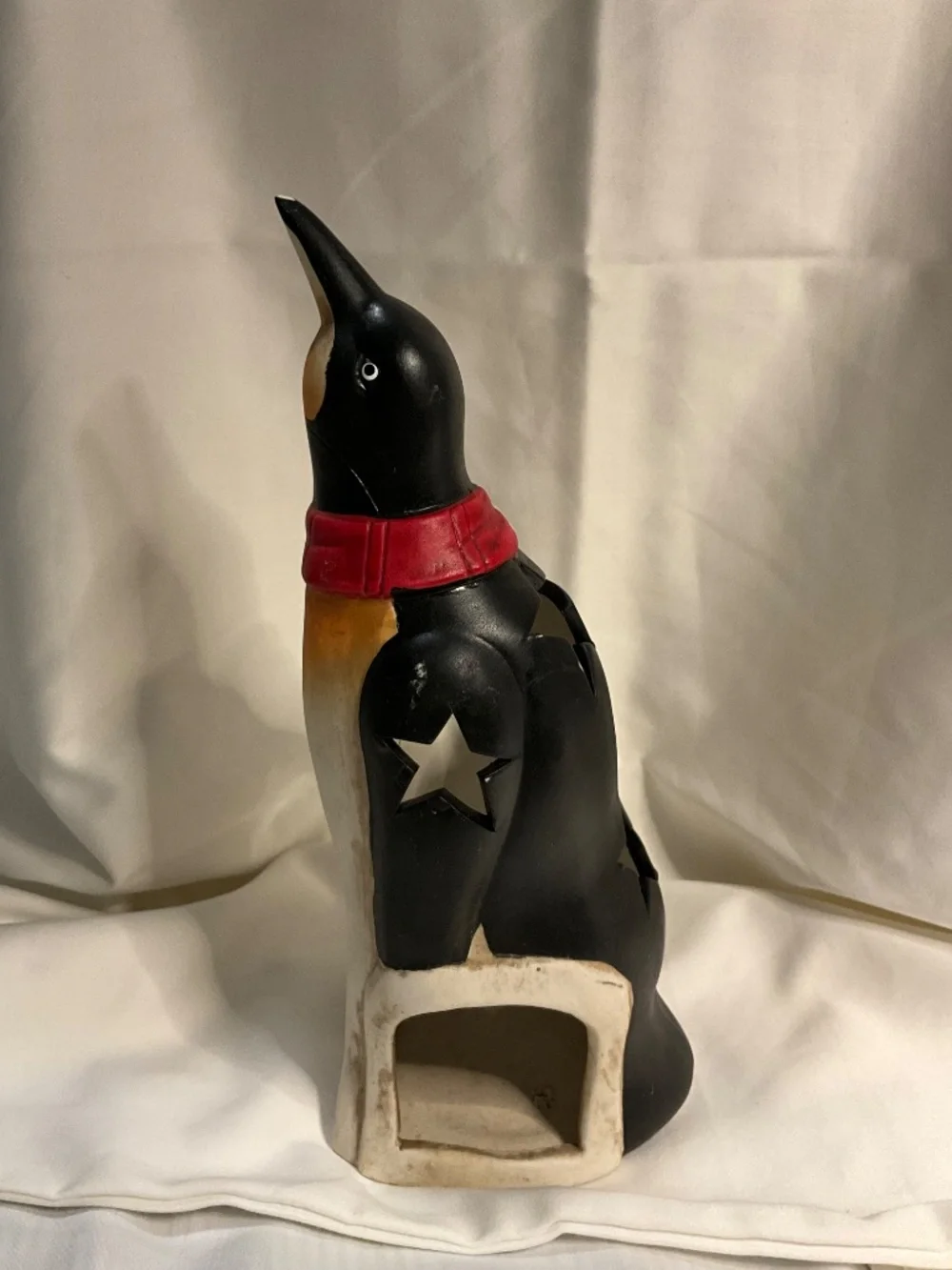 Vintage-Style Ceramic Penguin Holiday Luminary Figurines - Set of 2